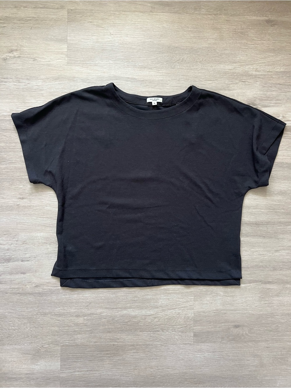 Max Studio Black Boxy Short Sleeve Crewneck Top XL